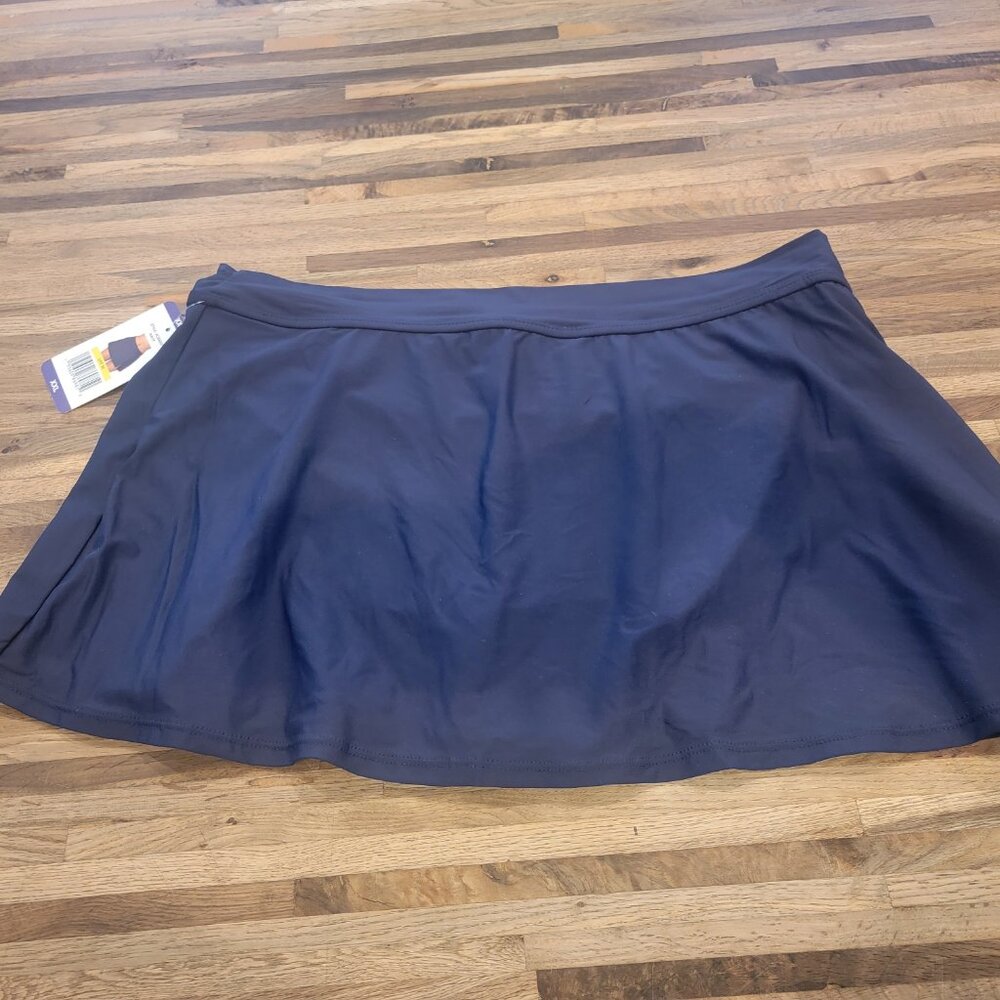 Anne Cole Limited Edition Ladies Banded Side Slit Skirted Swim Bottom Navy Blue - Picture 2 of 10
